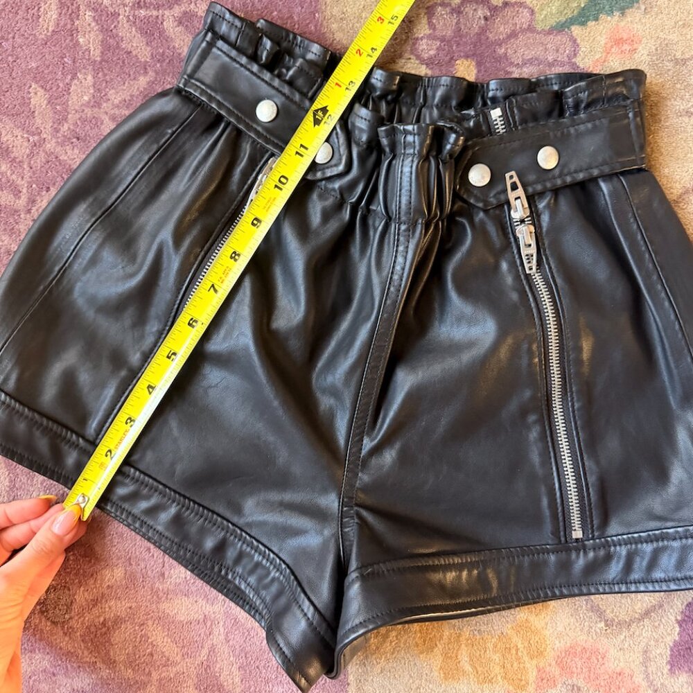Blank NYC Faux Leather Shorts with Silver Hardware